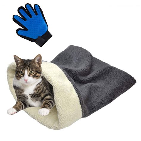 Fhiny Cat Sleeping Bag Cat Bed Cave Self Warming Mat For Indoor Cats