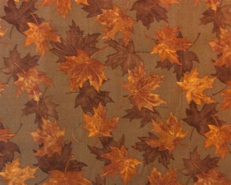 Autumn Fall Leaves Brown Crunchy November October Cotton Quilting