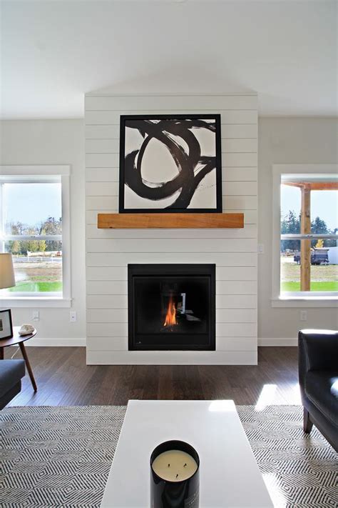 To further our modern farmhouse design, i wanted a chunky gas fireplace insert and wrap around mantle too! Fireplace Trends - White Lane Decor
