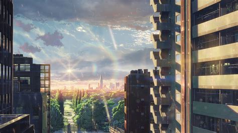 Wallpaper City Cityscape Anime Reflection Skyline Skyscraper