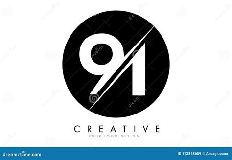 91 9 1 Number Logo Design With A Creative Cut And Black Circle