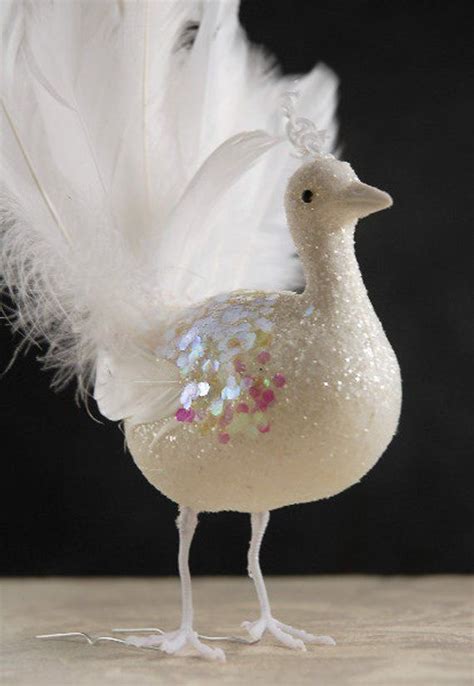 White Peacock Tree Topper Christmas Decoration Ornament Shabby