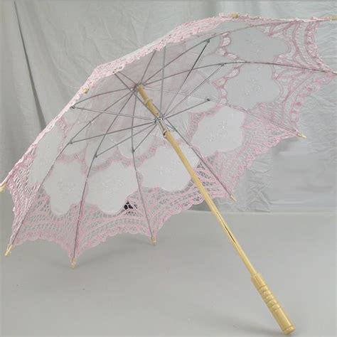 White And Pink Lacy Handmade Regency Victorian Parasol