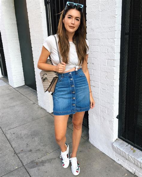 Jean Skirt And Sneakers Denim Skirt Skirt Outfits For College Casual