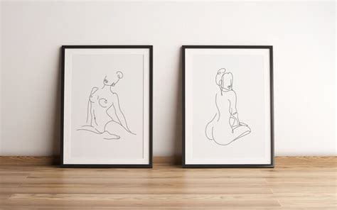 PRINTABLE Woman Nudes Line Art Drawing Set Of 2 Minimal Art Etsy