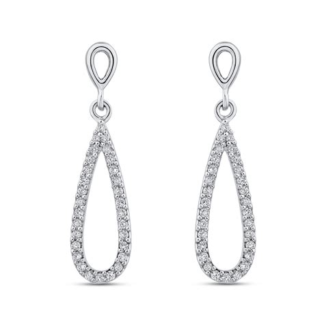 10k White Gold 13 Ct White Diamond Teardrop Dangle Earrings Shah Luxury