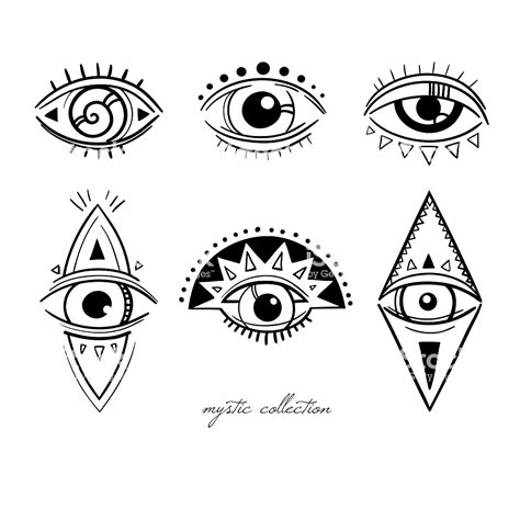 Decorative Mystic Symbols With Eyes Royalty Free Decorative Mystic