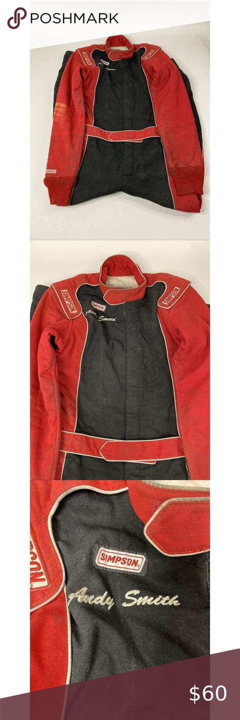 Vintage Simpson Racing Fire Suit Mto 6 Nascar Dirt Track Usa Made Red