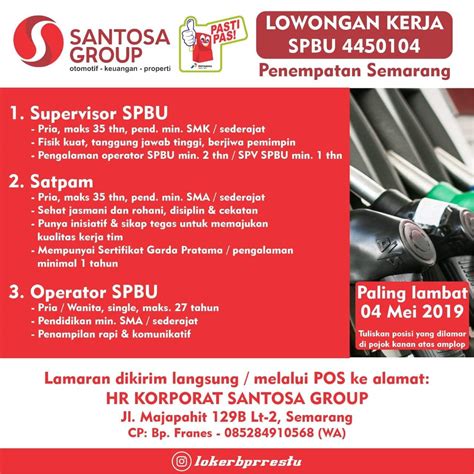 Informasi lowongan kerja aceh terbaru untuk bank, dihalaman ini kami khususkan untuk menampilkan daftar informasi lowongan kerja untuk bank dengan kategori bank bca, mandiri, bni, bri, bi, danamon, bmt, bank aceh yang bertujuan untuk mempermudah anda dalam memilih tipe pekerjaan sesuai dengan. Lowongan Kerja SPBU 4450104 April - Mei 2019 - SPV, Satpam, Operator - Semarang - Jatengloker