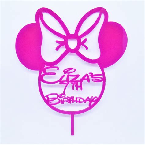 Minnie Mouse Ears Cake Topper Minnie Mouse Birthday Pink Acrylic Minnie