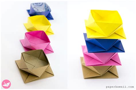 Square Origami Twist Box With Flat Base Tutorial Origami Design
