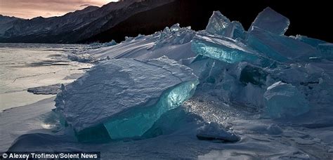 Lake Baikal In Siberia 50ft High Ice Blocks That Shimmer Like Precious