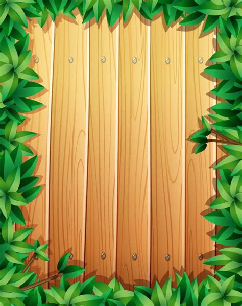 Download Border Design With Green Leaves On Wooden Wall for free
