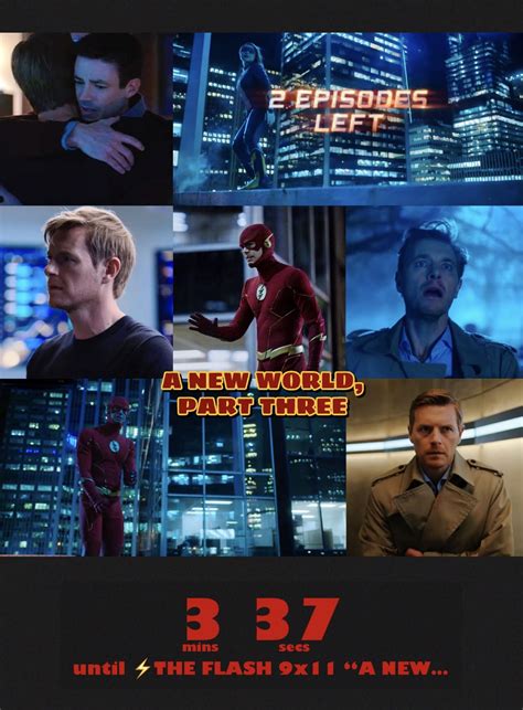 the flash and arrow are in this collage with captioning that reads 3 27 until the flash is 1 4
