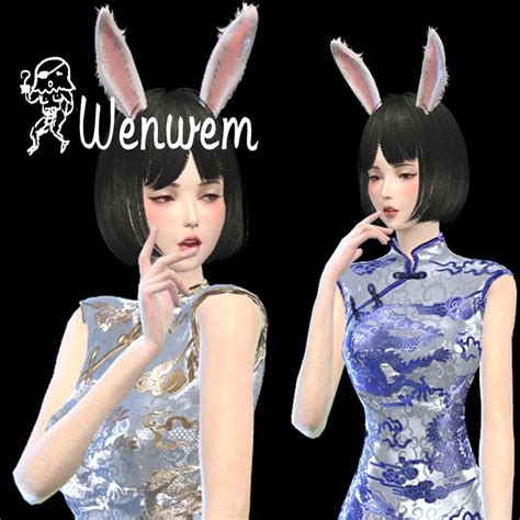 Sims 4 Cheongsam Rabbit Ears High Heels Sims 4 Sims Sims 4 Mods