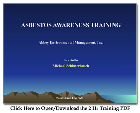 2 Hour Asbestos Awareness Training Course Abbey Environmental