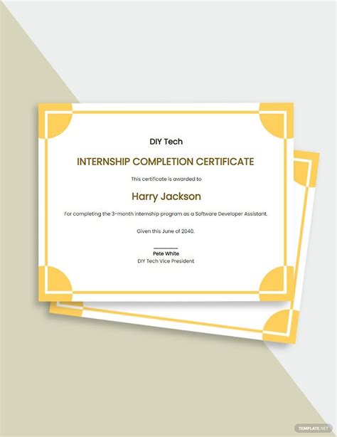 Internship Certificate Of Completion Template Download In Word