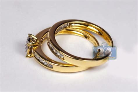 Womens Diamond Bridal 2 Rings Wedding Set 14k Yellow Gold 73ct
