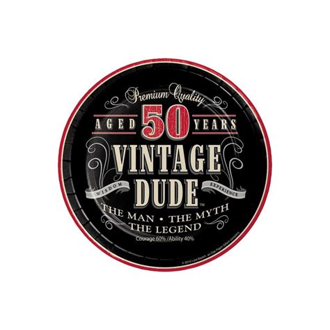 24ct Vintage Dude 50th Birthday Dessert Plates Black 50th Birthday
