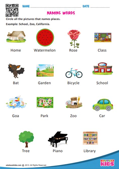 Free Printable Naming Words Worksheets For The Kids Of Kindergarten