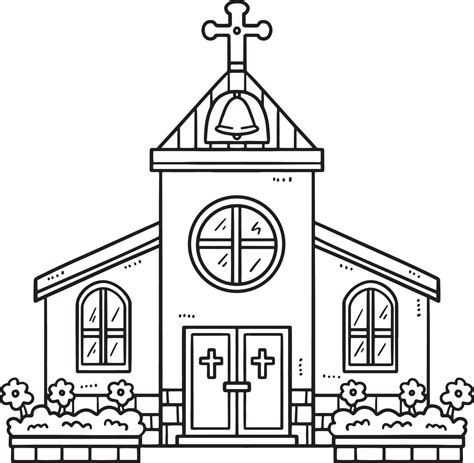 Iglesia Cristiana Aislada Página Para Colorear Para Niños 15694369