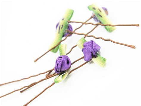 Purple Flower Hair Pins Purple Wedding Hair Pins Purple Etsy