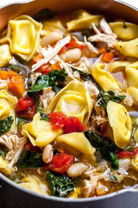 Creamy tortellini soup with chicken & spinach. Tuscan Chicken Tortellini Soup - Two Peas & Their Pod
