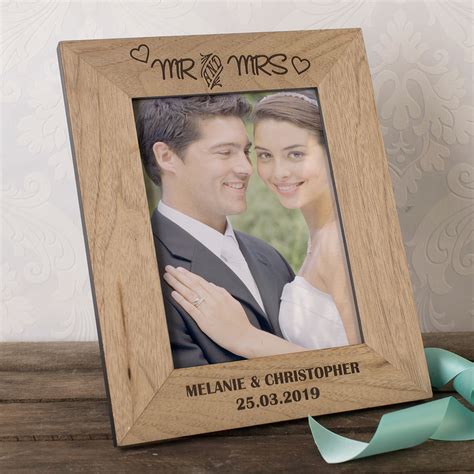 Personalised Wooden Photo Frame Mr And Mrs Uk