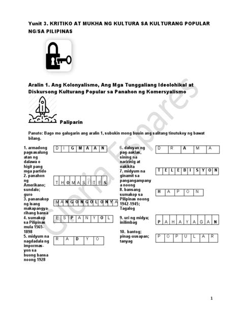 Yunit 3 Aralin 1 3 Sagutang Papel Pdf