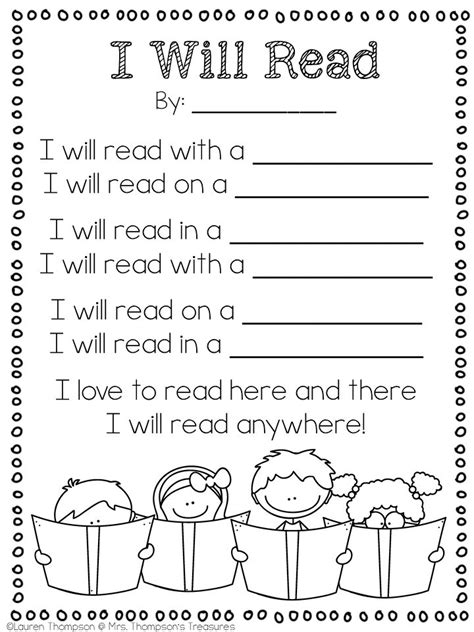 I Will Read Poem Template - Mrs. Thompson's Treasures | Rhyming poems