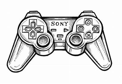 Controller Playstation Drawing Ps2 Line Drawn Drawings