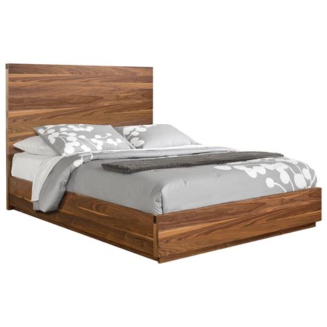 Winners Only Venice Contemporary Low Profile California King Bed With Natural Walnut Veneers