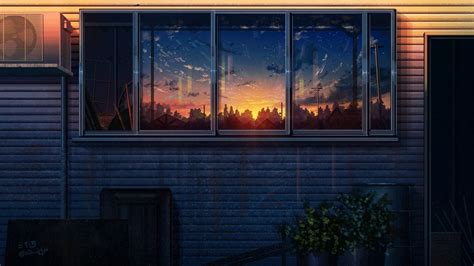 Anime Background Scenery City Reflection Wallpaperin