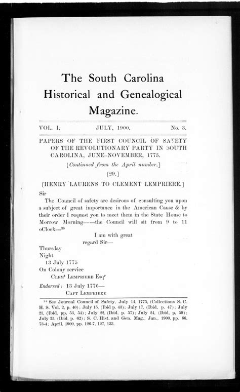 The South Carolina Historical And Genealogical Magazine 1900 07 Vol 1