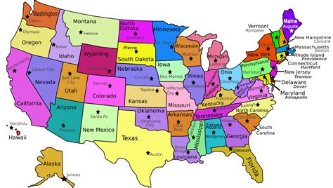 Free Printable Map Of The United States With Capitals This Map Shows States And Their