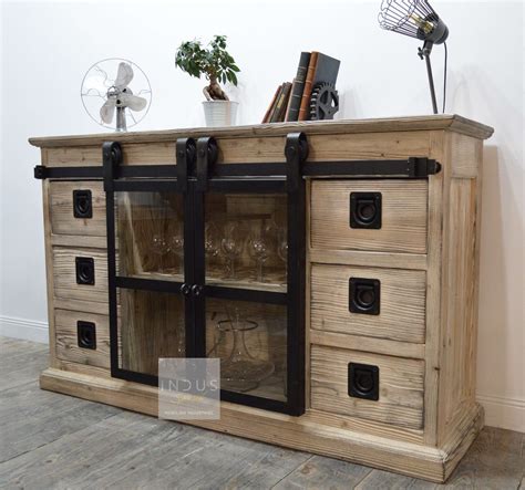 Buffet esprit industriel / campagne chic bois et métal avec porte