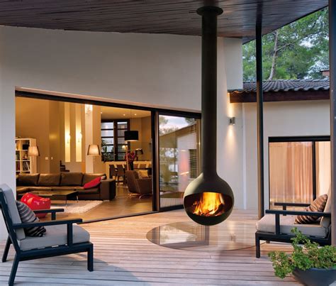 Large Luxury Black Suspended Fireplace Indoor Outdoor Use Rotating Round Hanging Fireplace