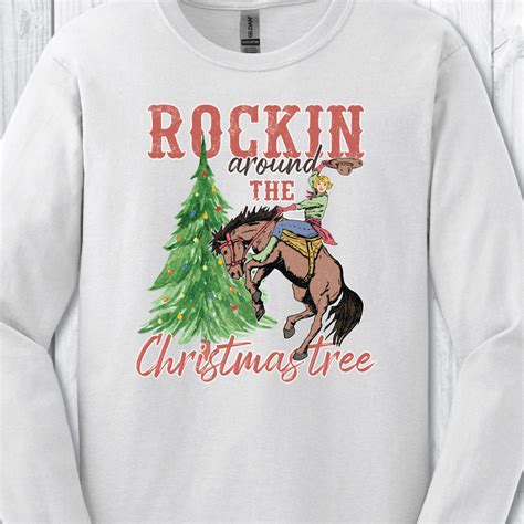 Christmas Bronc White Long Sleeve Or Sweatshirt Flying Colors Print