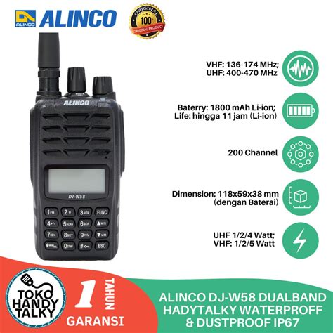 Jual Handy Talky Alinco Dj W58 Dj W58 Dualband Vhf Uhf 400mhz