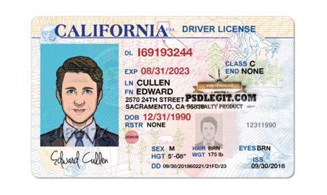 California Driver License Psd Template Front In 2021 Drivers License