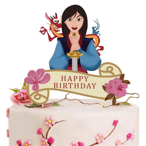 Mulan Princess Birthday Cake Topper Decorations For Kids Birthday Party