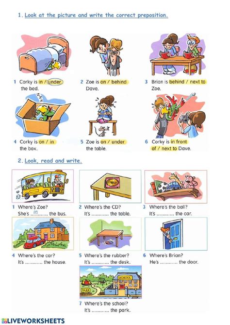 Prepositions Of Place Worksheet For Starters Movers Preposition