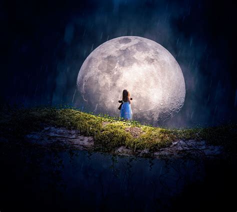 Girl And Moon Night Wallpapers Wallpaper Cave