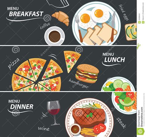 I'll be talking about those later. Set Of Breakfast Lunch And Dinner Web Banner Stock Vector ...