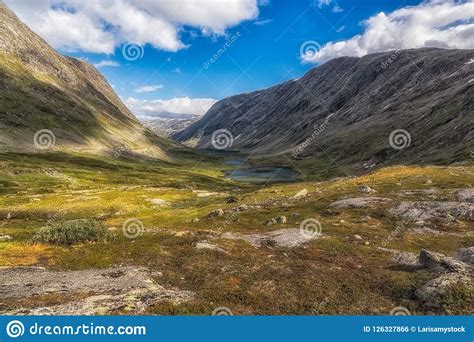 Mountain Landscape With Small Lakes In Norway Stock Photo
