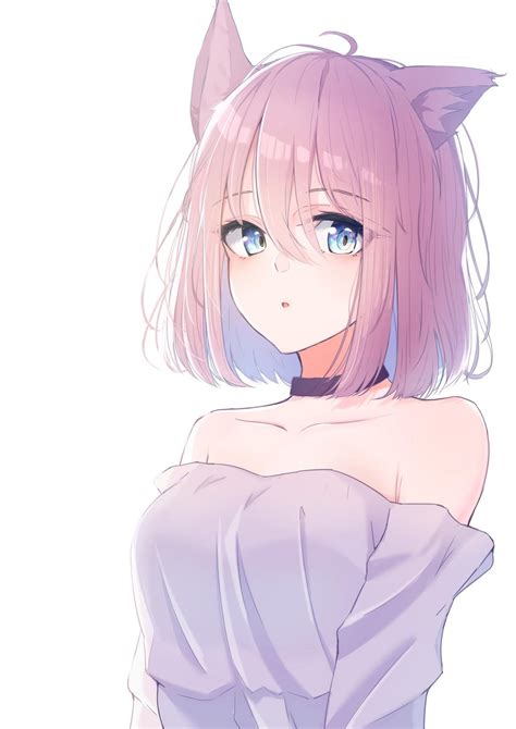 Pink Neko Original Rshorthairedwaifus