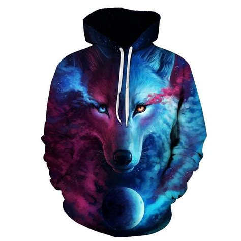 Staring Blue Wolf Moon All Over Print Hoodie Sweater Cozzoo Wolf