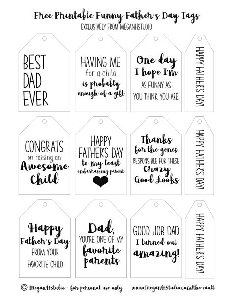 Free Printable Funny Fathers Day T Tags Meganhstudio