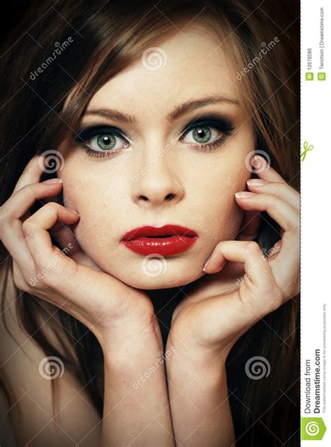 Red Lips Portrait Stock Photo Image Of Glamour Cosmetic