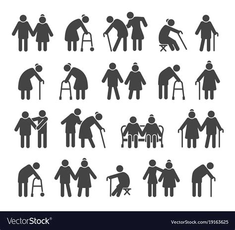 Elderly People Icons Royalty Free Vector Image